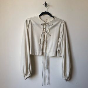 BOHÈME NATURAL UNDYED RAW SILK NOIL TIE TOP